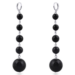 Серьги (Майорка 10-22мм черная; покрытие родий), Есть комплект