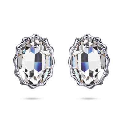 Пусеты Сияние (кристаллы SW белые; покрытие родий), Есть комплект