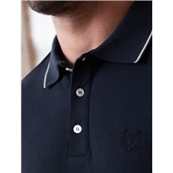 Футболка поло с плетеным воротником на пуговицах из эластичного хлопка