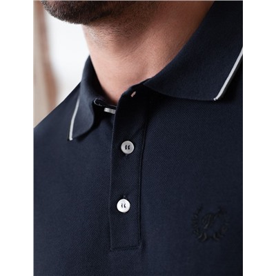 Футболка поло с плетеным воротником на пуговицах из эластичного хлопка