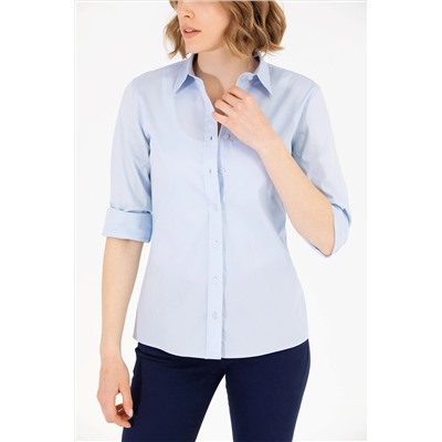 Kadın Açık Mavi Uzun Kollu Basic Gömlek