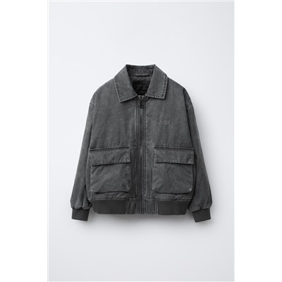 FADED-EFFECT BOMBER JACKET