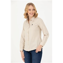 Kadın Camel Uzun Kollu Basic Gömlek
