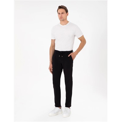 Siyah Slim Fit Esnek Jogger Kanvas Pantolon