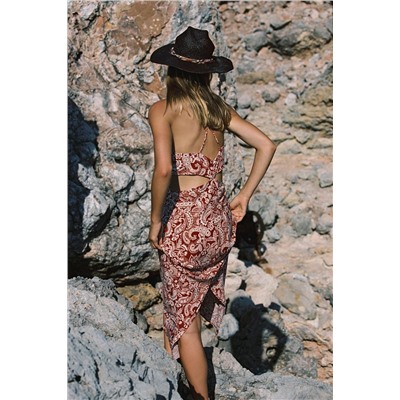 PRINTED MIDI DRESS WITH CUT OUT DETAIL