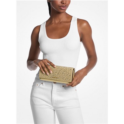 Michael Kors Outlet Jet Set Medium Metallic Leather Clutch