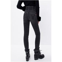 Vaquero skinny fit de tiro alto Negro