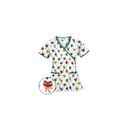 UA Jumpin Jack White Mock Wrap Scrub Top