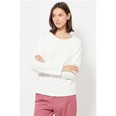 Camiseta de pijama relaxed fit de terciopelo - Blanco