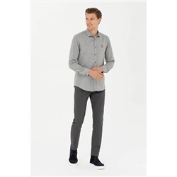 Erkek Saks Uzun Kollu Gömlek