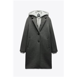 CONTRAST HOODED COAT