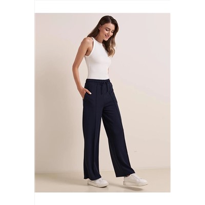 Jimmy Key Lacivert Bol Kesim Beli Lastikli Bol Paça Jogger Pantolon 22K08JERMIN