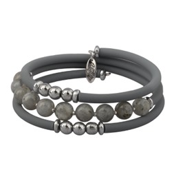 Браслет Терра (лунный опал, каучук графит; покрытие родий), Есть комплект