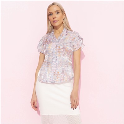 Блуза приталенного силуэта, Лёгкий шик, тяжёлый эффект (голубая)