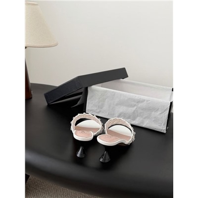 Женские шлепки / мюли  на элегантном каблучке 5 цветов ШАНЕЛ*Ь