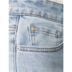 Джинсы трубы рваные из эластичного денима средней плотности