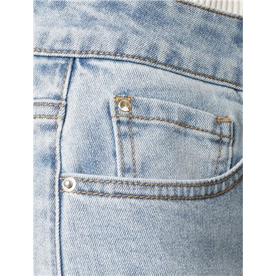 Джинсы трубы рваные из эластичного денима средней плотности