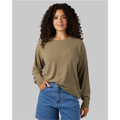 WOMEN'S SOFT SWEATER KNIT CREW TOP