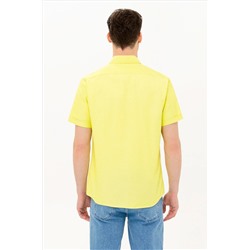 Erkek Neon Sarı Kısa Kollu Gömlek