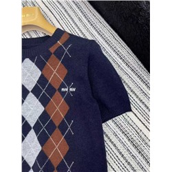 Трикотажный пуловер с коротким рукавом  🩷  МИУ МИ*У