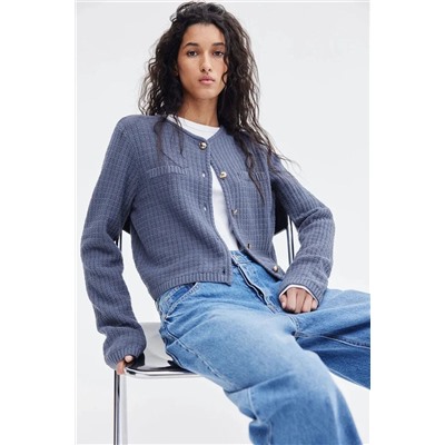 Женский кардиган с металлическими пуговицами и имитацией нагрудного кармана  Н*М