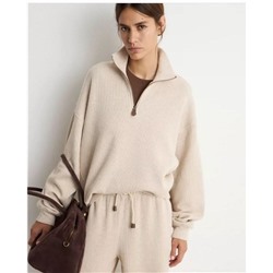 Женский свободный джемпер ЛАЙ*М крупной вязки и с короткой молнией