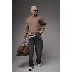 Свитшот  журавли коричневый