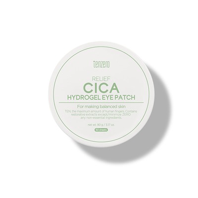 TENZERO RELIEF CICA HYDROGEL EYE PATCH Восстанавливающие гидрогелевые патчи под глаза с экстрактом центеллы азиатской 90г