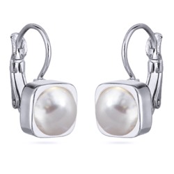 Серьги Теннис (Майорка белая 8мм; покрытие родий), Есть комплект