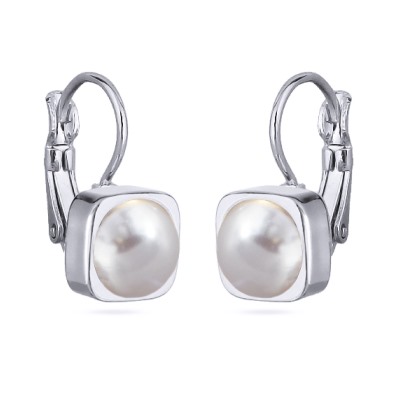 Серьги Теннис (Майорка белая 8мм; покрытие родий), Есть комплект