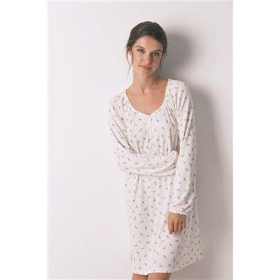 Camisón holgado midi blanco print flores