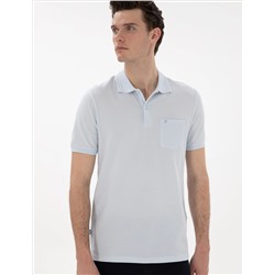 Açık Mavi Regular Fit %100 Pamuk Polo Yaka Basic Tişört