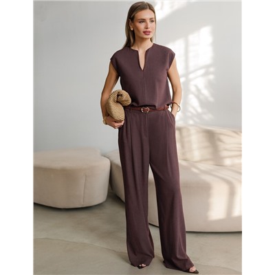 Свободный топ с V-вырезом и цельнокроеным коротким рукавом изо льна с вискозой