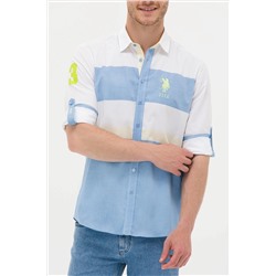 Erkek Saks Uzun Kollu Gömlek