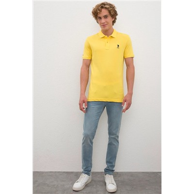 Erkek Safran Polo Yaka Basic T-Shirt