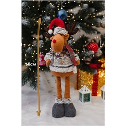 Игрушка новогодняя с выдвижными ногами Олень серые ботики серый