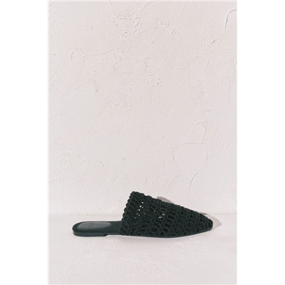 Sandalia mule crochet negra