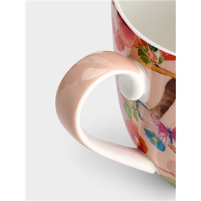 Кружка, 400 мл, с подставкой, Камелии на розовом