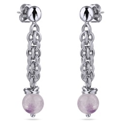 Серьги Терра (морганит фиолетовый 10мм; покрытие родий), Есть комплект
