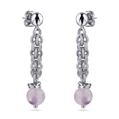 Серьги Терра (морганит фиолетовый 10мм; покрытие родий), Есть комплект
