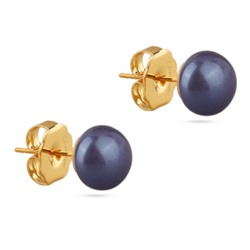 Пусеты (Майорка 10мм черничная; покрытие золото), Есть комплект