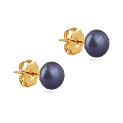 Пусеты (Майорка 10мм черничная; покрытие золото), Есть комплект