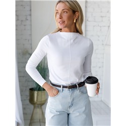 Джемпер с цельнокроеным воротом из премиального хлопка