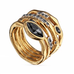 Кольцо Эйва (кристаллы SW темно-серые; покрытие золото, родий), Есть комплект