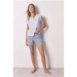 Pijama corto algodón estampado lila