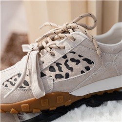 Женские замшевые кроссовки с леопардовым принтом