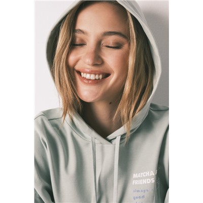 Sudadera capucha felpa algodón verde