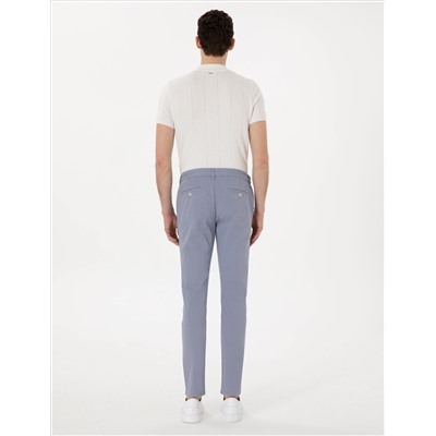 Açık Mavi Slim Fit Beli Lastikli Kanvas Pantolon