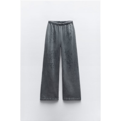 PANTALÓN FELPA EFECTO LAVADO ROTOS