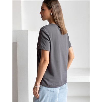 Нарядная футболка с принтом фольгой из премиального хлопка с эластаном